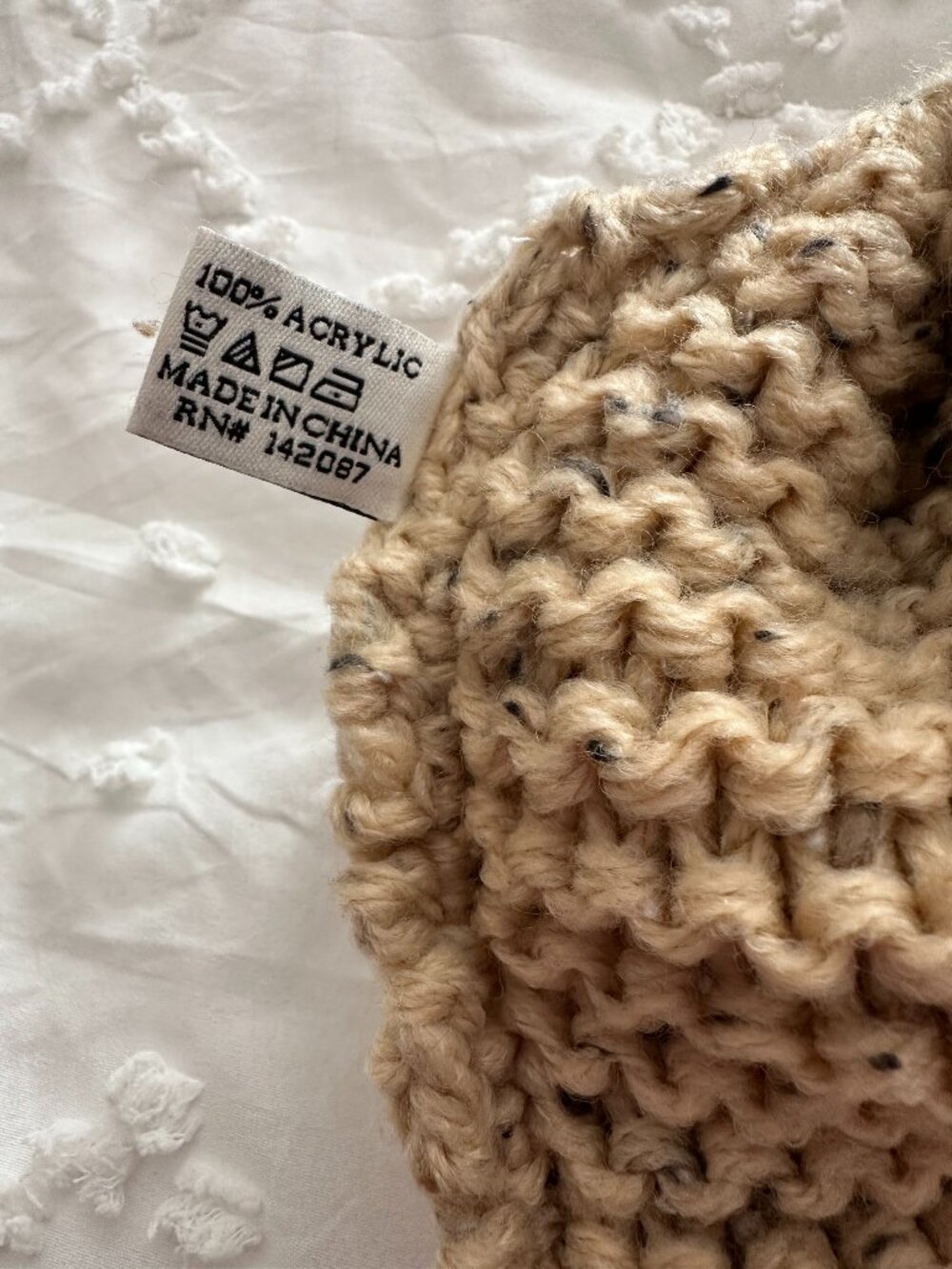 Simply Noelle Chunky Knit Beanie Oatmeal Buckle Boho Winter Hat - Picture 5 of 7